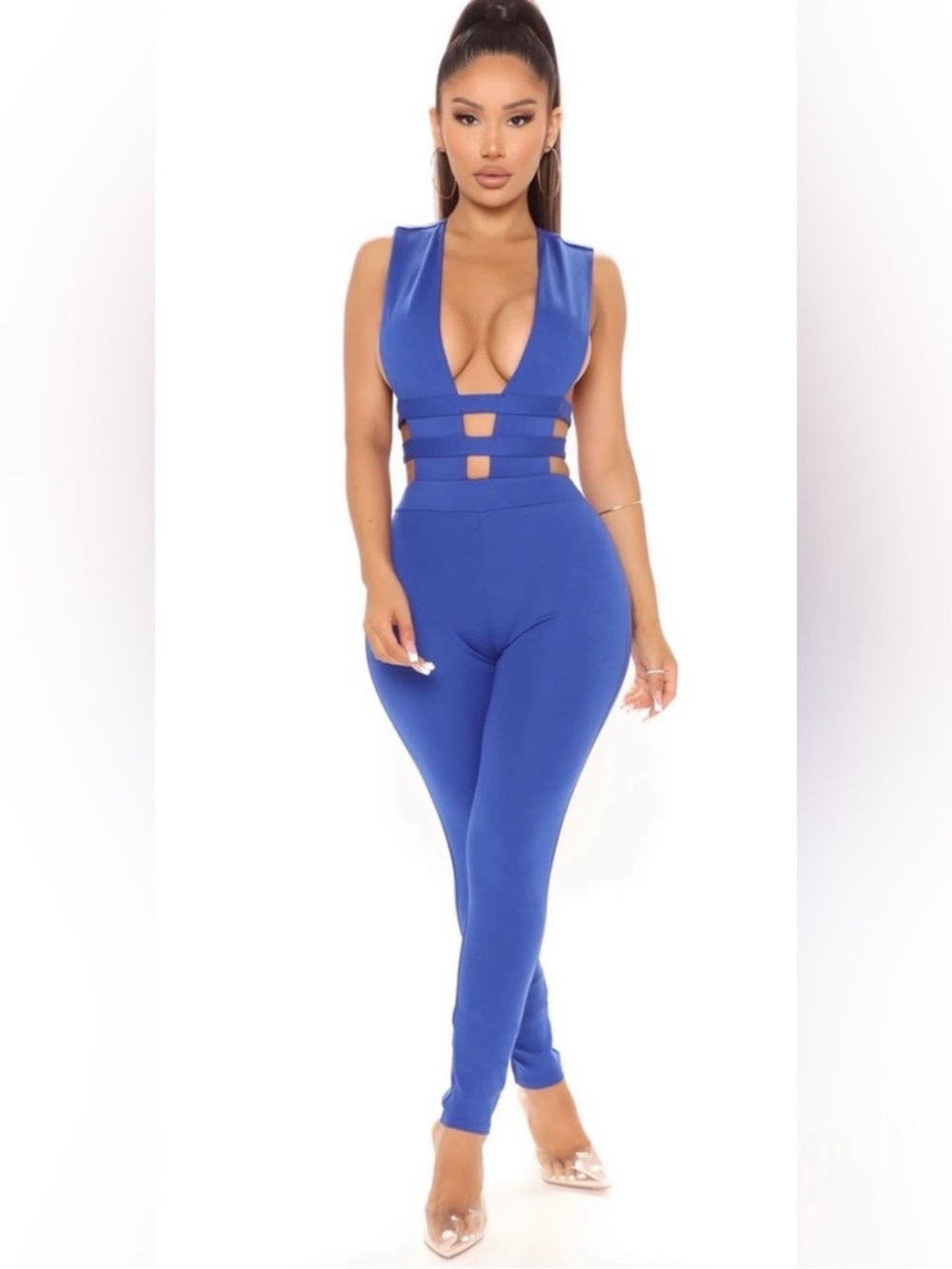 💙 NEW 💙 Fashion Nova Blue Cutout Jumpsuit Size Small 💙